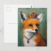 Schattigee Red Fox in een kroon en Ketting Briefkaart (Voorkant / Achterkant)