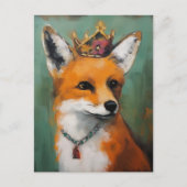 Schattigee Red Fox in een kroon en Ketting Briefkaart (Voorkant)