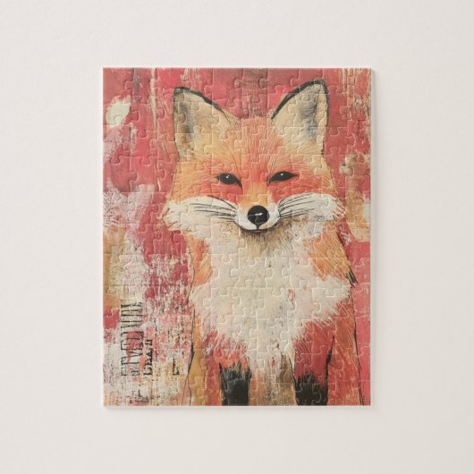 Schattigee Red Fox Mixed Media Legpuzzel (Verticaal)