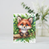 Schattigee Red Fox Waterverf Briefkaart (Staand voorkant)