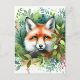 Schattigee Red Fox Waterverf Briefkaart