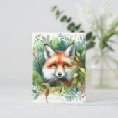 Schattigee Red Fox Waterverf Briefkaart (Staand voorkant)