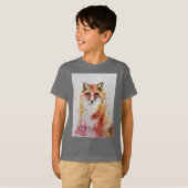 Schattigee Red Fox Whimsical Waterverf Boys T-Shir T-shirt (Voorkant volledig)