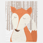 Schattigee Red Fox Woodland berkenbomen Fleece Deken (Voorkant)