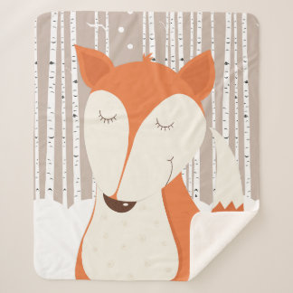Schattigee Red Fox Woodland berkenbomen Sherpa Deken