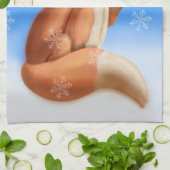 Schattigee Red Fox Woodland kerstsneeuw Theedoek (Gevouwen)