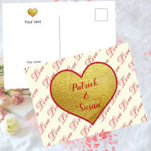 Schattigee Red Gold Heart Love Typography Valentij
