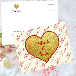 Schattigee Red Gold Heart Love Typography Valentij Feestdagenkaart