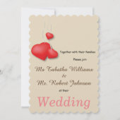 Schattigee Red Hearts Design Huwelijksuitnodiging Kaart (Voorkant)