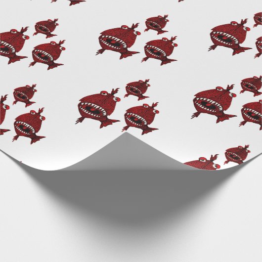 Schattigee Red Killer Piranhas Ocean Amazonas Cadeaupapier (Hoek)