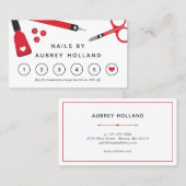Schattigee Red Nail Artist Tools Loyalty Kaart Visitekaartje (Voorkant / Achterkant)