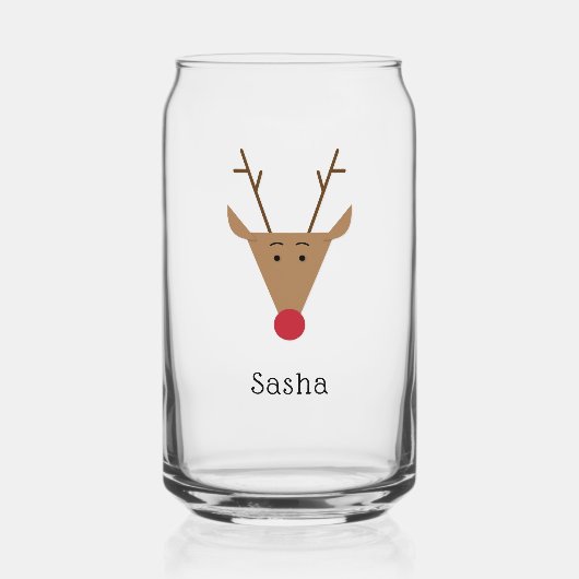 Schattigee Red Nose Rendier Rudolph Christmas Milk Blikvorm Glas (Voorkant)