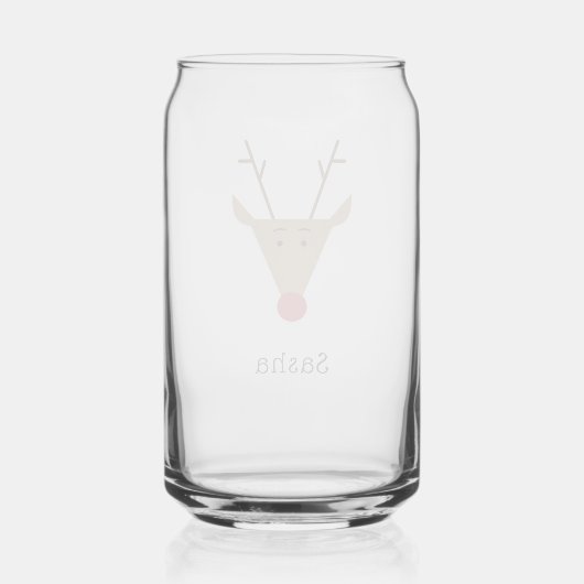 Schattigee Red Nose Rendier Rudolph Christmas Milk Blikvorm Glas (Achterkant)
