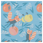 Schattigee 'Red Panda' Blue Apple Pattern Fabric Stof (Close Up)