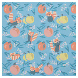 Schattigee 'Red Panda' Blue Apple Pattern Fabric Stof