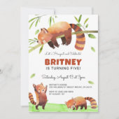 Schattigee Red Panda Kids Verjaardagsfeestuitnodig Kaart (Voorkant)