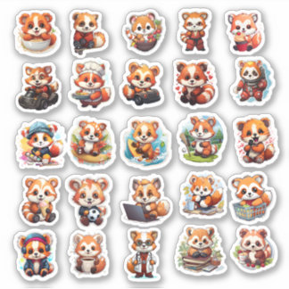 Schattigee Red Panda stickers, voordeelpakket 25 S Sticker