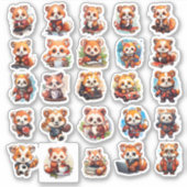 Schattigee Red Panda stickers, voordeelpakket 25 S Sticker (Voorkant)