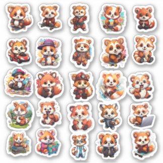 Schattigee Red Panda stickers, voordeelpakket 25 S Sticker