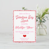 Schattigee Red & Pink Hearts Galentine's Day Lunch Kaart (Staand voorkant)