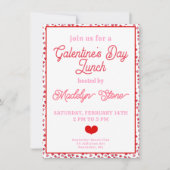 Schattigee Red & Pink Hearts Galentine's Day Lunch Kaart (Voorkant)