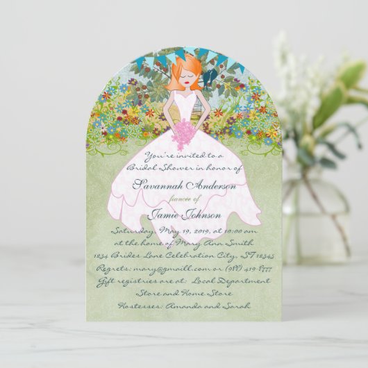 Schattigee Redhead Auburn Bride Boho Vrijgezellenf Kaart (Staand voorkant)