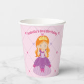 Schattigee Redhead Princess Pink Kids Verjaardagsf Papieren Bekers (Achterkant)