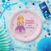 Schattigee Redhead Princess Pink Kids Verjaardagsf Papieren Bordje (Feest)
