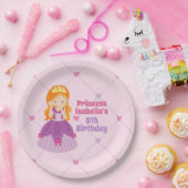 Schattigee Redhead Princess Pink Kids Verjaardagsf Papieren Bordje (Feest)