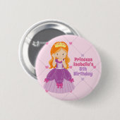 Schattigee Redhead Princess Pink Kids Verjaardagsf Ronde Button 5,7 Cm (Voorkant /achterkant)