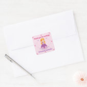 Schattigee Redhead Princess Pink Kids Verjaardagsf Vierkante Sticker (Envelop)