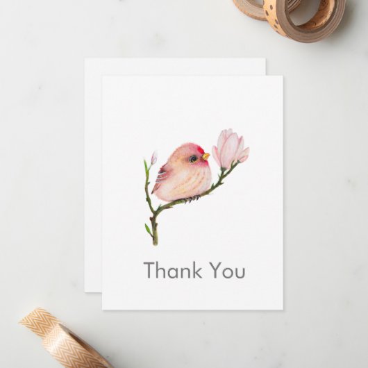 Schattigee Redpoll Bird Alle Gelegenheid Dank u No Notitiekaartje (Voorkant / Achterkant in situ)