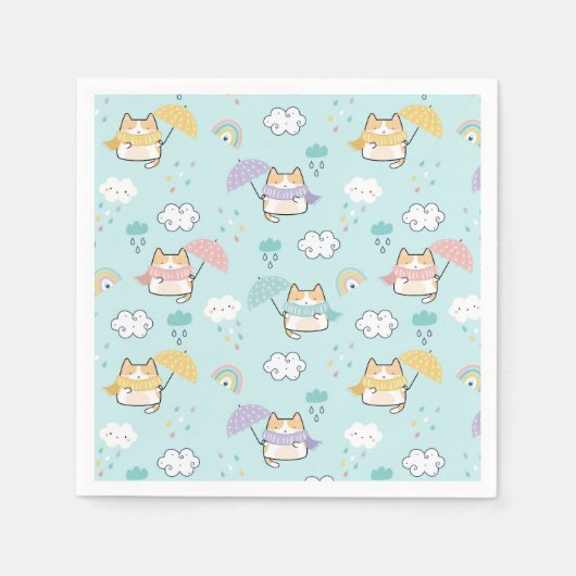 Schattigee regenachtige dag patroon papieren serve servet (Voorkant)