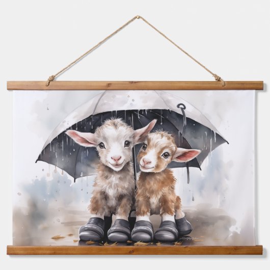 Schattigee regenachtige daggeiten hangend wandkleed (Voorkant 2)