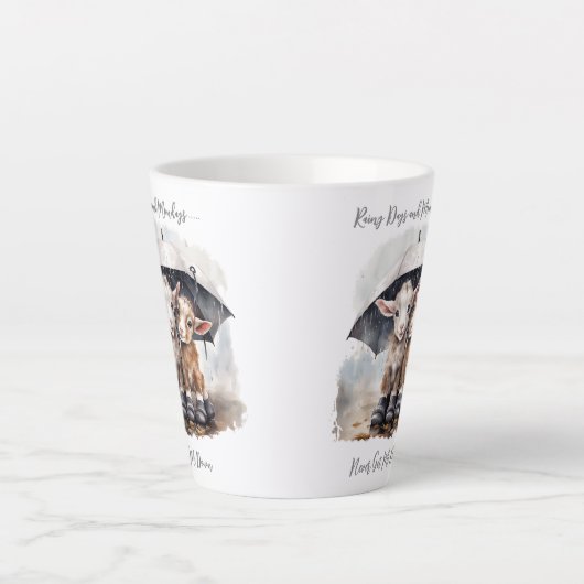 Schattigee regenachtige daggeiten latte mok (Voorkant)