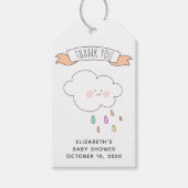 Schattigee regenachtige wolk. Baby shower dank u Cadeaulabel (Voorkant)