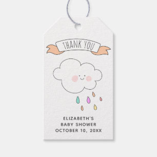 Schattigee regenachtige wolk. Baby shower dank u Cadeaulabel