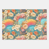 Schattigee Regenbogen en Bloemen Waterverf Inpakpapier Vel (Voorkant 2)