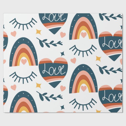 Schattigee regenbogen & harten cadeaupapier (Vlak)