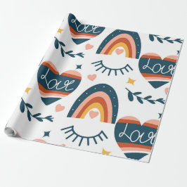 Schattigee regenbogen & harten cadeaupapier