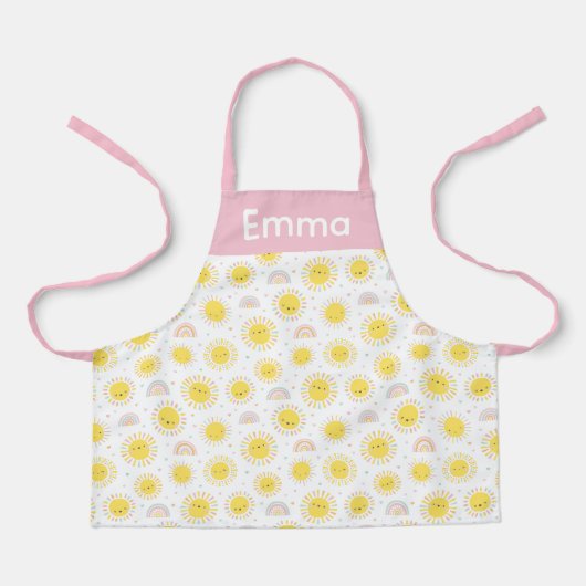 Schattigee Regenbogen, zonneschijn en hartenpastel Schort (Voorkant)