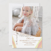 Schattigee regenboog 3e foto uitnodigen meisje ver kaart (Voorkant)