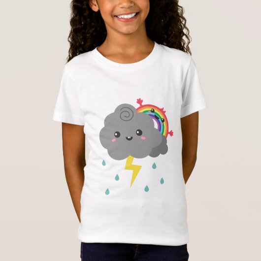 Schattigee regenboog achter elke donkere wolk, voo t-shirt (Voorkant)