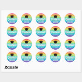 Schattigee regenboog Afstuderen aangepast 2025 LGB Ronde Sticker (Vel)
