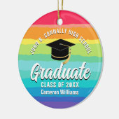 Schattigee Regenboog Afstuderen Custom Afstuderen  Keramisch Ornament (Links)