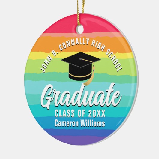 Schattigee Regenboog Afstuderen Custom Afstuderen  Keramisch Ornament (Links)