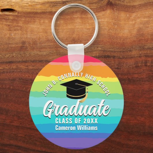 Schattigee Regenboog Afstuderen Custom Afstuderen Sleutelhanger (Achterkant)