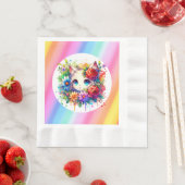 Schattigee regenboog anime kat verjaardagstaart servet (Insitu)
