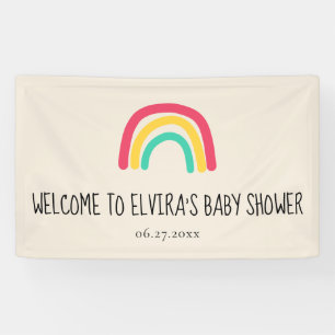Schattigee regenboog Baby shower Welkom Spandoek