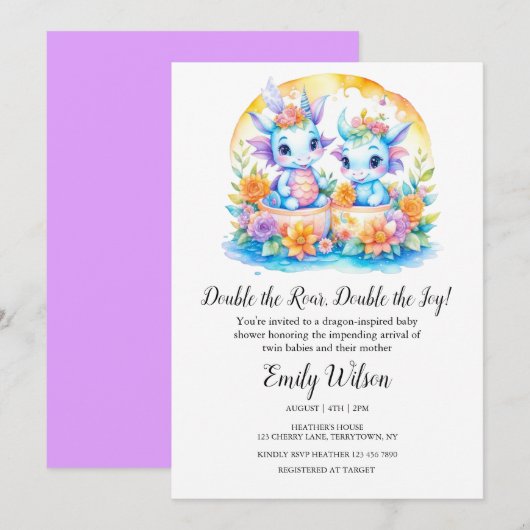 SCHATTIGEE REGENBOOG BLOEMEN BABY DRAGONS TWINS BA KAART (Voorkant / Achterkant)